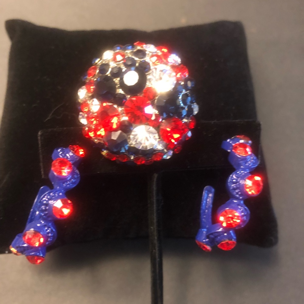 New England Patriots earring and ring set